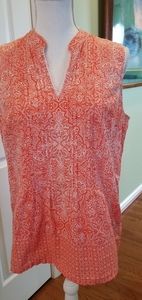 Jones New York Orange White Sleeveless Cotton Top